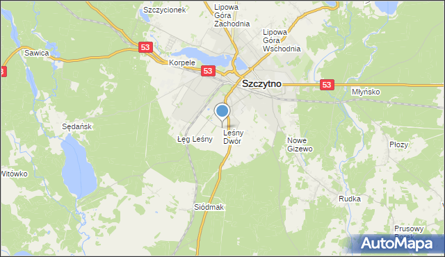 mapa Leśny Dwór, Leśny Dwór gmina Szczytno na mapie Targeo
